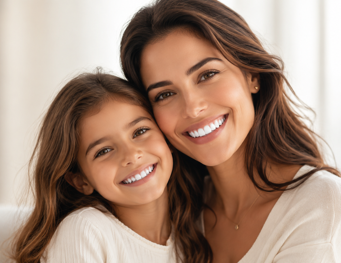 Criança sorrindo com a mãe — Dentili Odontopediatria